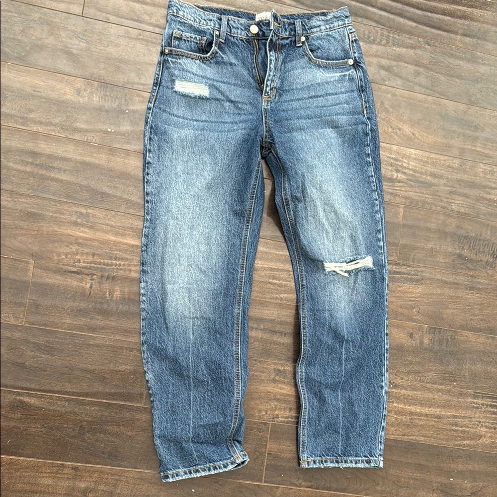 Sneak Peek Blue Boyfriend Jeans Relaxed Fit Distressed